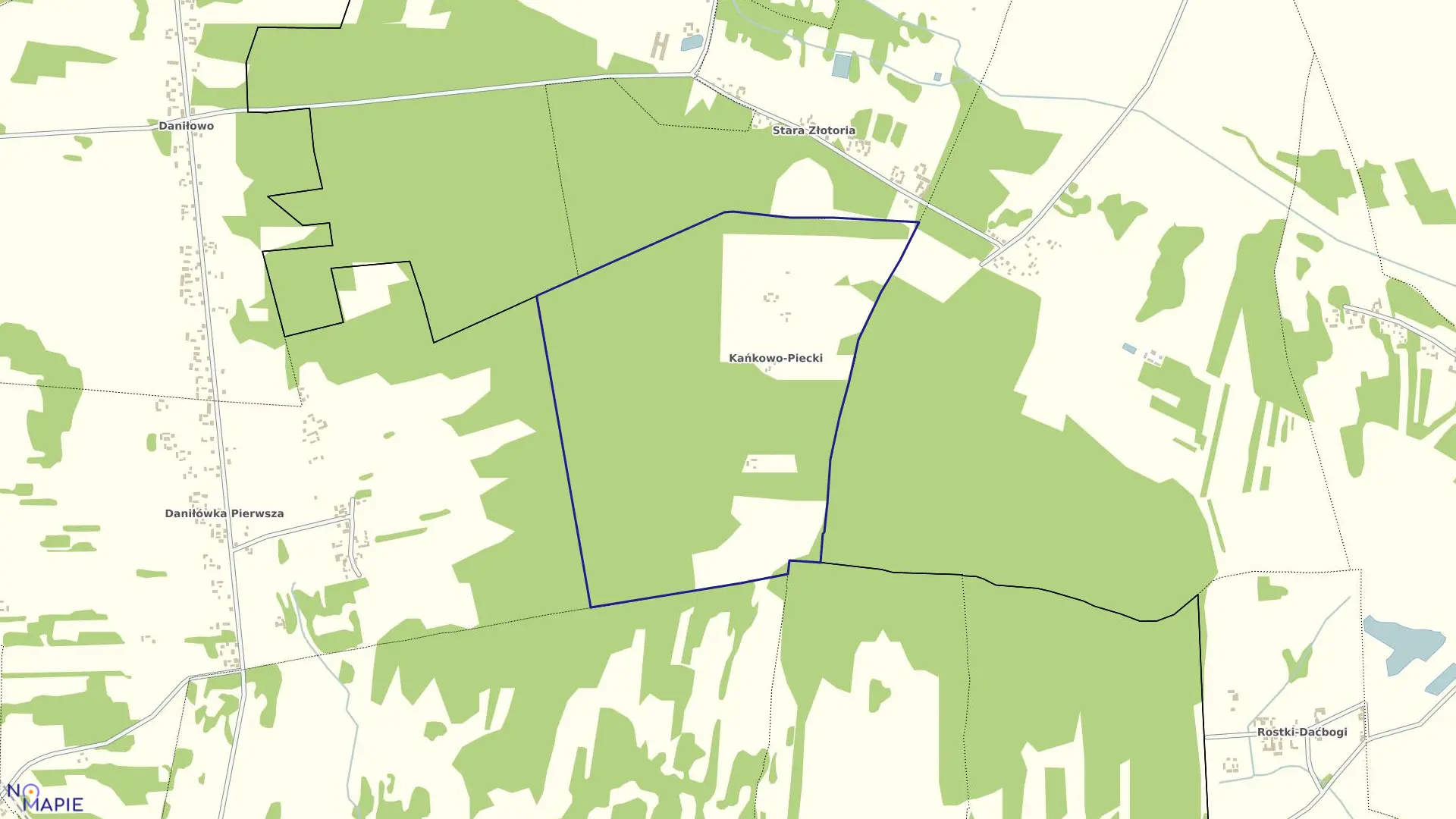 Mapa obrębu Kańkowo-Piecki w gminie Zaręby Kościelne