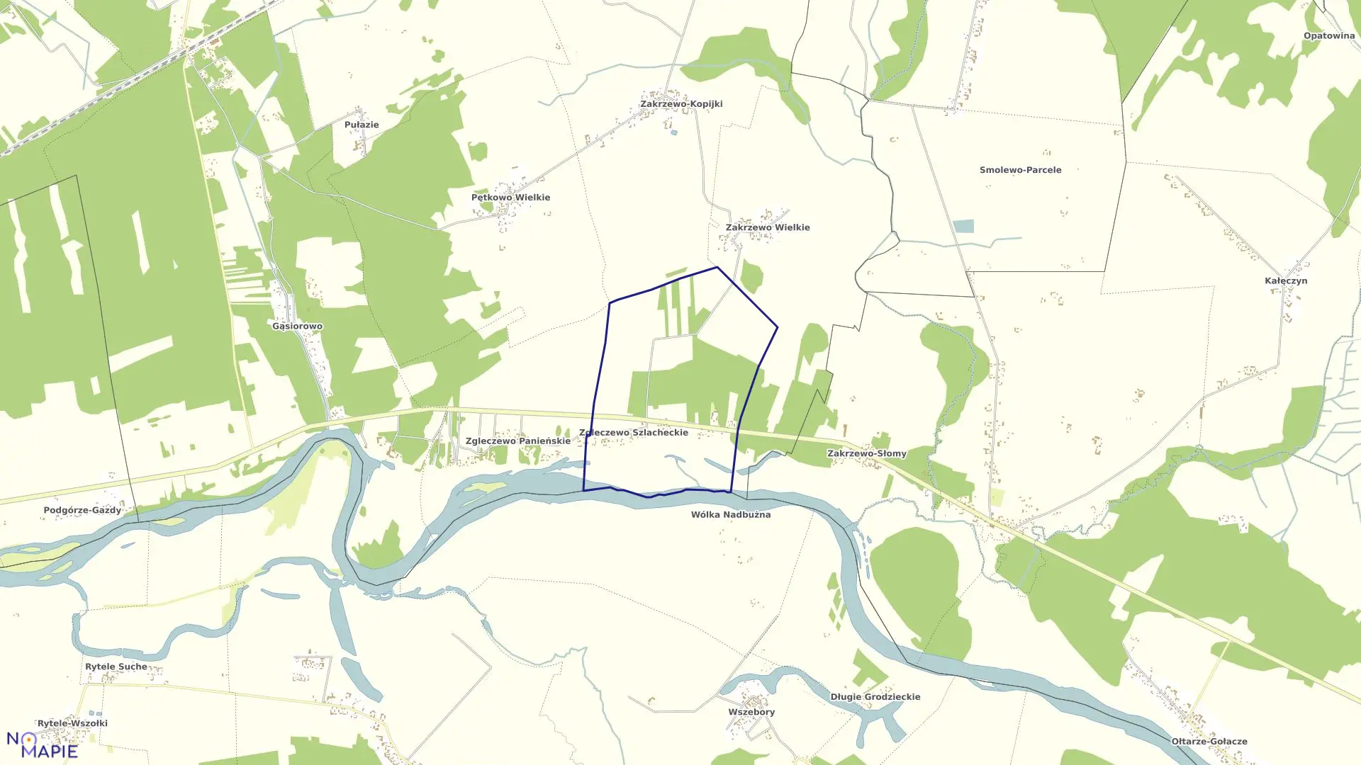 Mapa obrębu Zgleczewo Szlacheckie w gminie Zaręby Kościelne